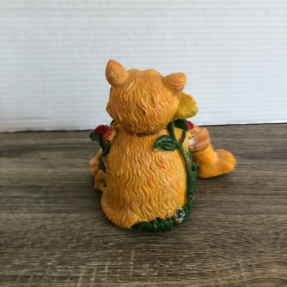Vtg Orange Cat Figurine with Floral Accents - Picture 5 of 12